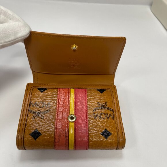 MCM Vintage Visetos Leather Tri-Fold Wallet,  Cognac - Preowned - Picture 10 of 15